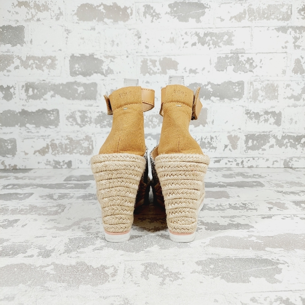 Toms Tan and Black Wedge Sandals - Picture 5 of 12
